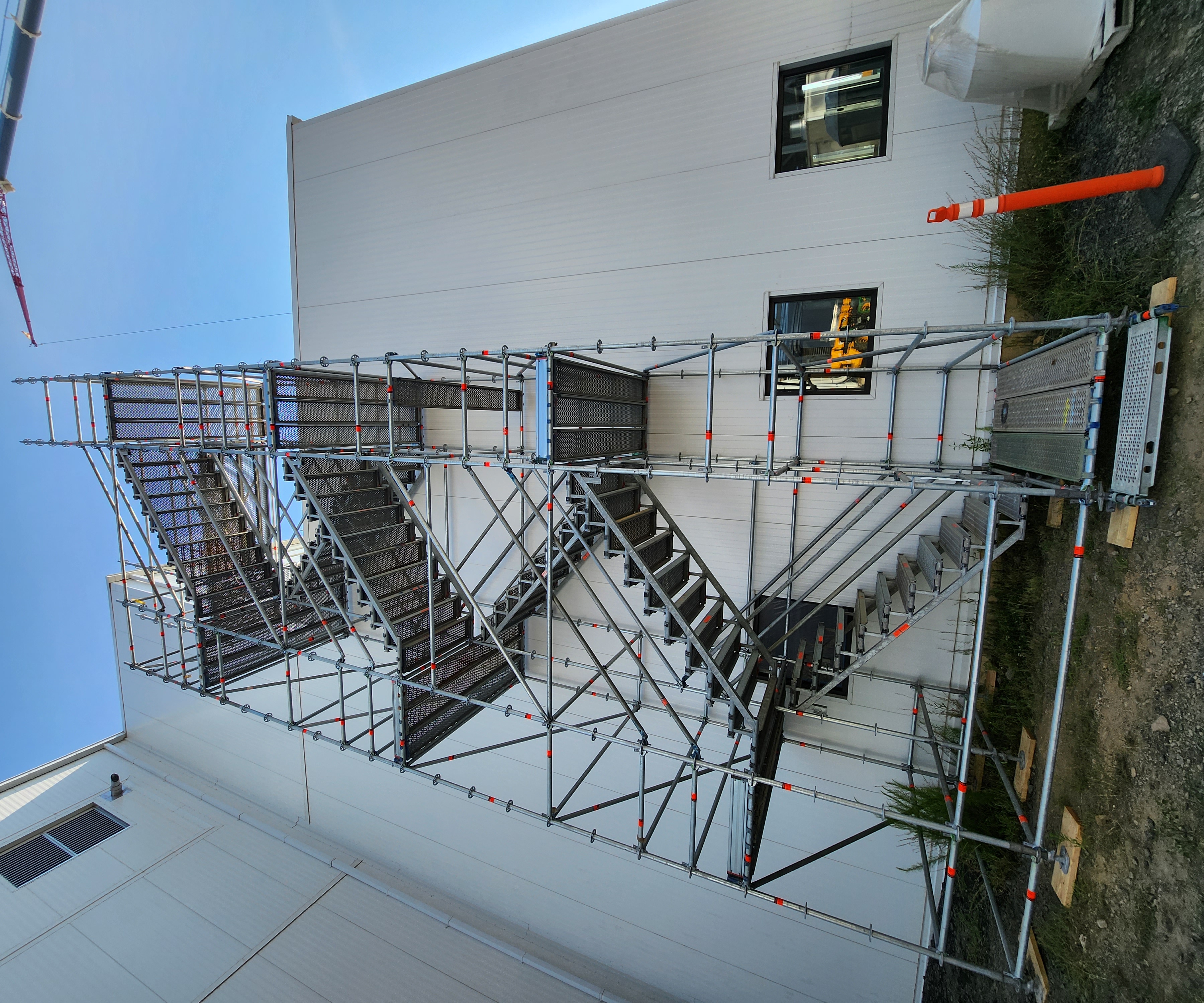 Industrial scaffold access structure inside a work area