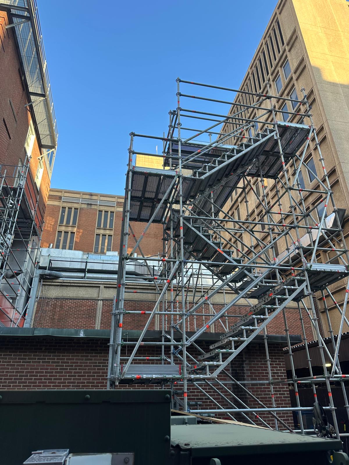 Scaffold access detail at an industrial project site